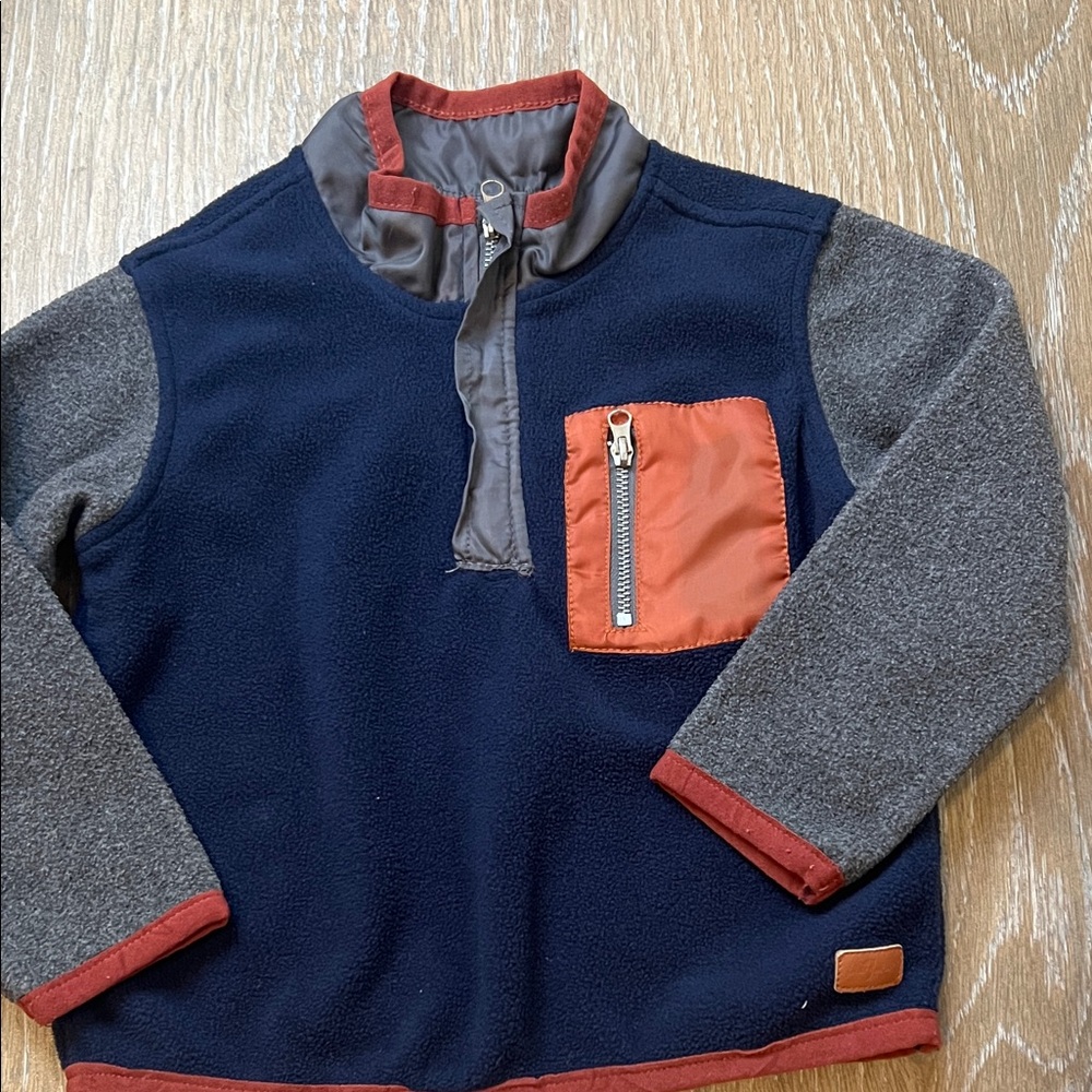 7 For All Mankind Navy and Gray Kids' Sweatshirt with Red Accents